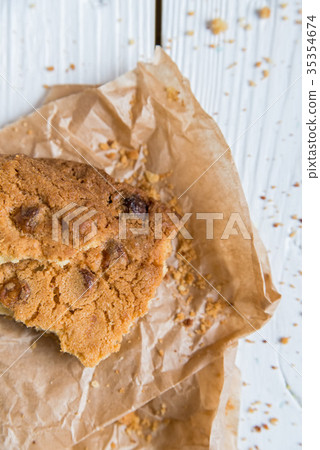 Oatmeal cookie on paper Oatmeal cookie on paper 35354674