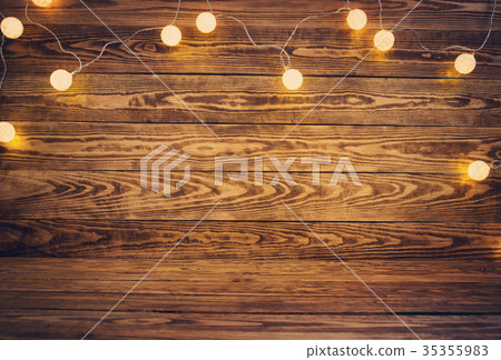 Old wooden planks with christmas decoration Old wooden planks with christmas decoration 35355983