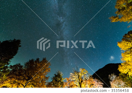 Milky Way and autumn leaves in Kamikochi Milky Way and autumn leaves in Kamikochi 35356458