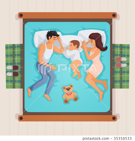 Sleeping Family Top View Illustration Sleeping Family Top View Illustration 35358533