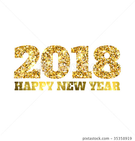 Happy new 2018 year. Gold glitter particles and 35358919