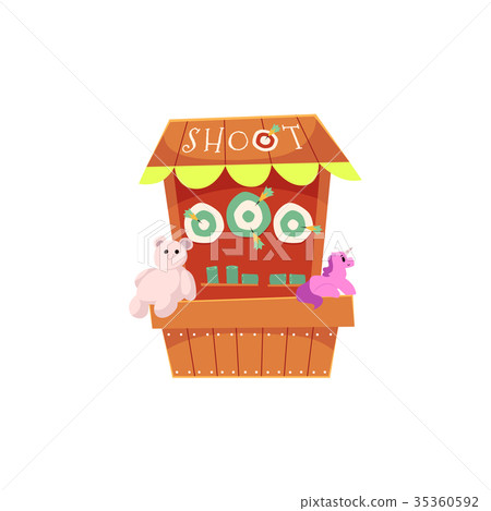 Cartoon carnival game booth in amusement park Cartoon carnival game booth in amusement park 35360592