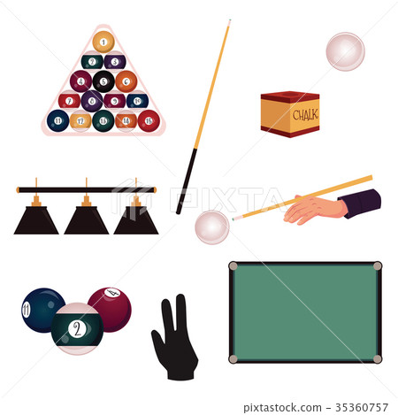 Set of flat style pool, billiard, snooker objects Set of flat style pool, billiard, snooker objects 35360757