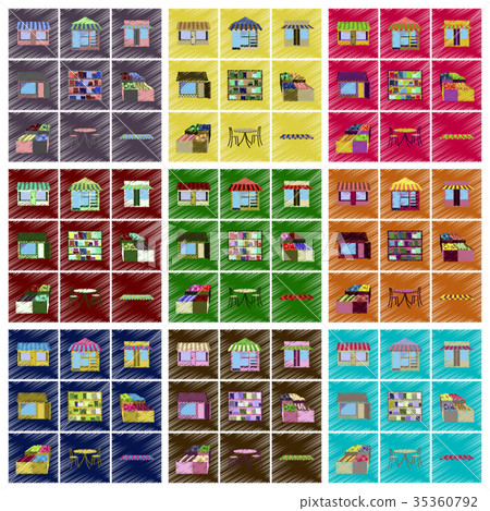 assembly flat shading style icons Shop interior 35360792