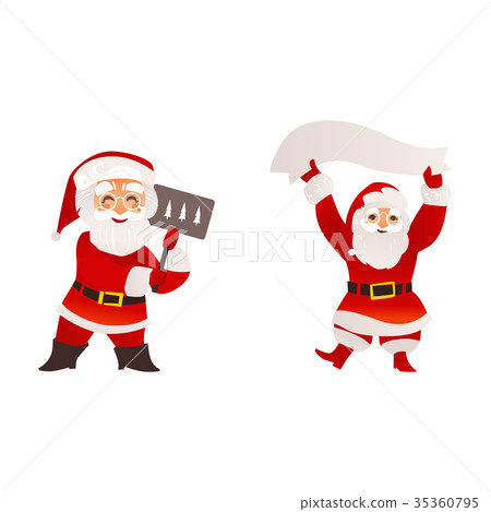 vector flat santa claus scenes set 35360795