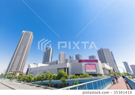 Cityscape with Tower Mansion and Shopping Mall 35361419