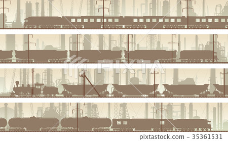 Vector banners of industrial city with train. Vector banners of industrial city with train. 35361531