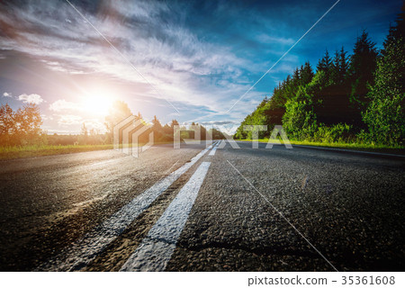 Sunrise beautiful road in forest 35361608