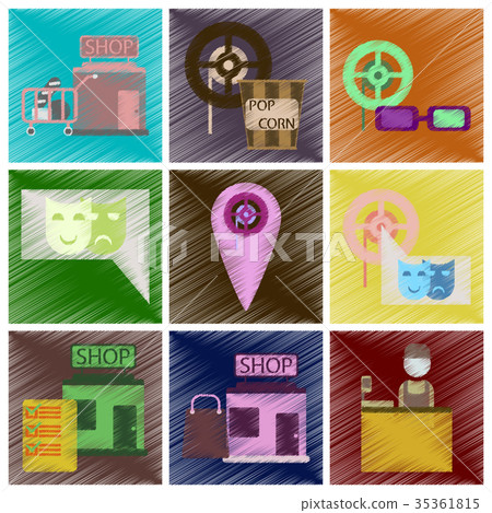 Set of Flat Icons in Shading Style cinema Set of Flat Icons in Shading Style cinema 35361815