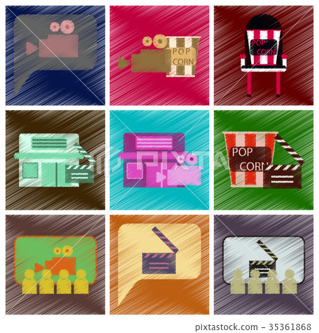 Set of Flat Icons in Shading Style cinema 35361868