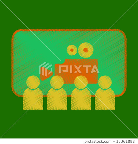 Flat Icon in Shading Style People in cinema Flat Icon in Shading Style People in cinema 35361898