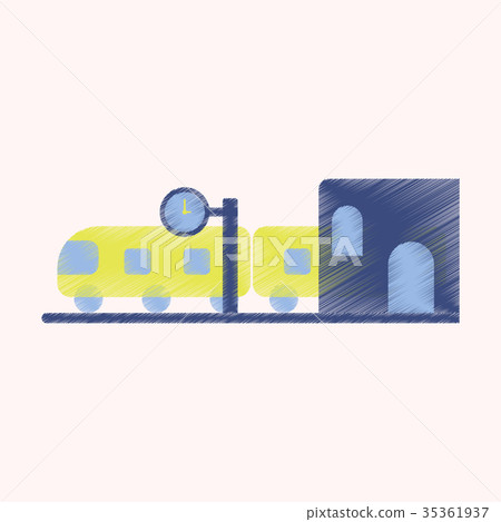 Flat Icon in Shading Style train Station Flat Icon in Shading Style train Station 35361937