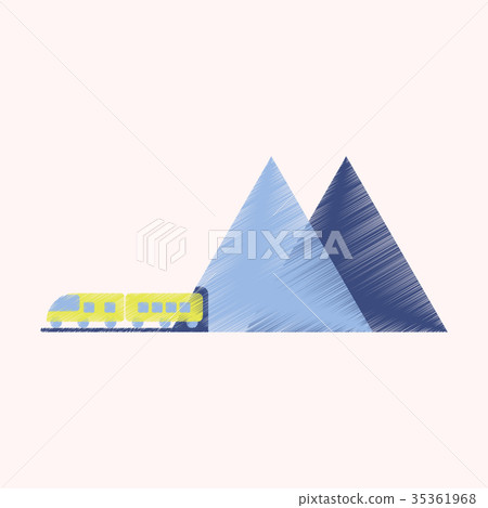 Flat Icon in Shading Style mountain train 35361968