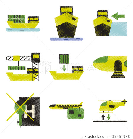Set of Flat Icons in Shading Style logistics 35361988