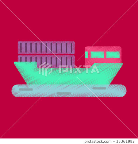 Flat Icon in Shading Style Ship with containers 35361992