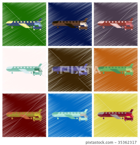 Set of Flat Icons in Shading Style airplane 35362317