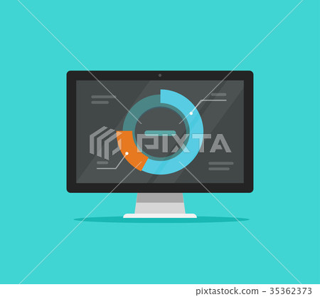 Computer data analytics vector illustration, flat Computer data analytics vector illustration, flat 35362373