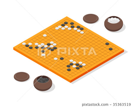 Japanese Board Game Go Concept 3d Isometric View Japanese Board Game Go Concept 3d Isometric View 35363519