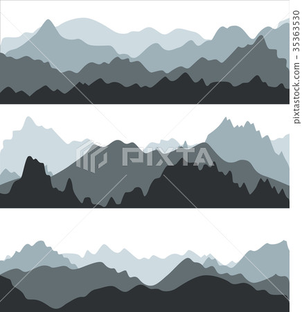 Cartoon Silhouette Black Mountains Landscape 35363530