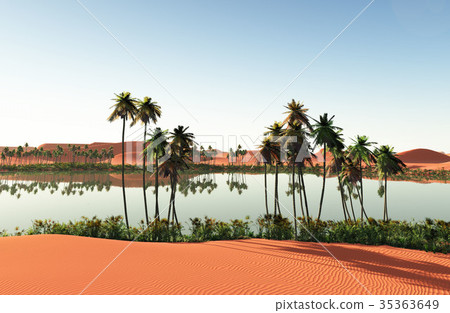 Beautiful natural background -African oasis 3d Beautiful natural background -African oasis 3d 35363649