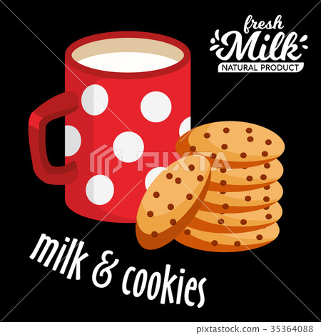 Milk and cookies vector icon. Chocolate cookies 35364088