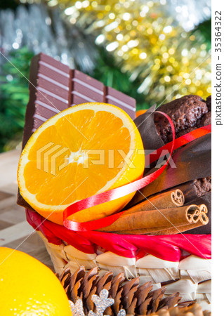 Christmas oranges and chocolate Christmas oranges and chocolate 35364322