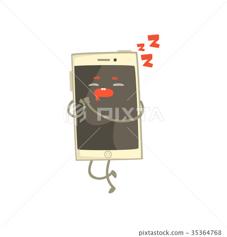 Cute sleeping smartphone character with arms and Cute sleeping smartphone character with arms and 35364768