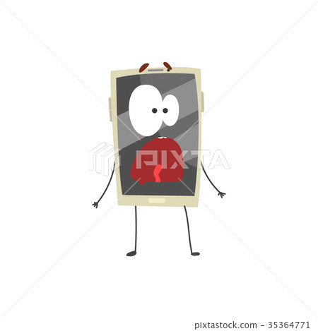 Scared smartphone character with a grey screen 35364771