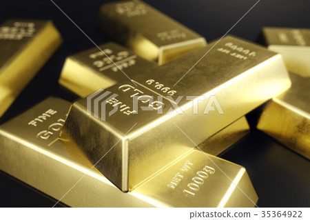 Stack close-up Gold Bars, weight of Gold Bars 1000 35364922