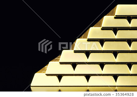 Stack close-up Gold Bars, weight of Gold Bars 1000 35364928