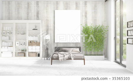 Fashionable modern loft interior with empty frame Fashionable modern loft interior with empty frame 35365103