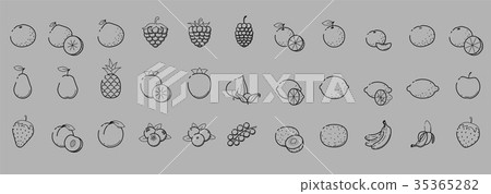 Outline black linear web icon set Fruit berries Outline black linear web icon set Fruit berries 35365282