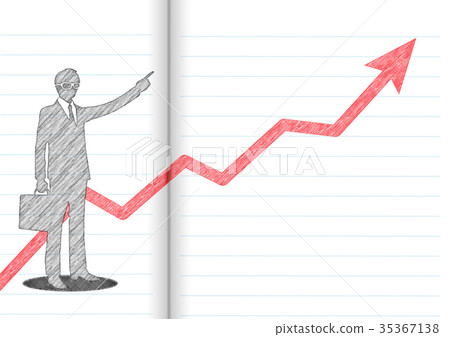 Businessman pointing up and rising chart - Stock Illustration [35367138 ...