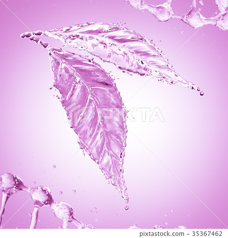 Leaf made of water splash. Pink color Leaf made of water splash. Pink color 35367462