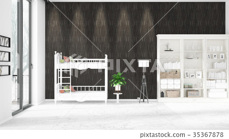Scene with brand new interior in vogue with white 35367878