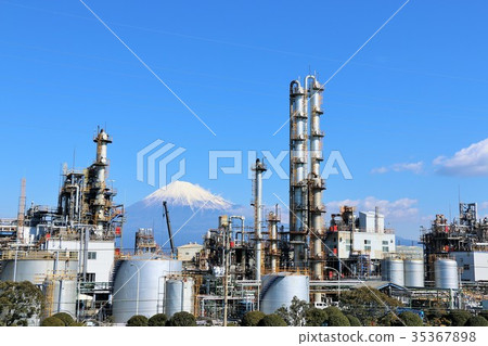Blue sky factory area and Mt. Fuji 35367898