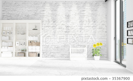 Scene with brand new interior in vogue with white 35367900