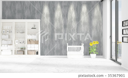 Scene with brand new interior in vogue with white 35367901