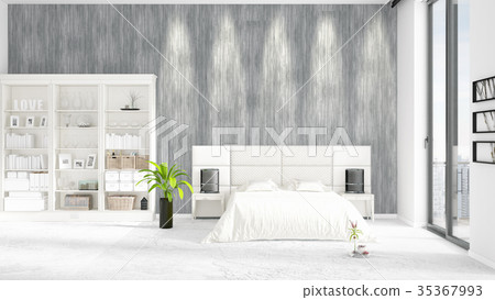 Scene with brand new interior with white rack and Scene with brand new interior with white rack and 35367993