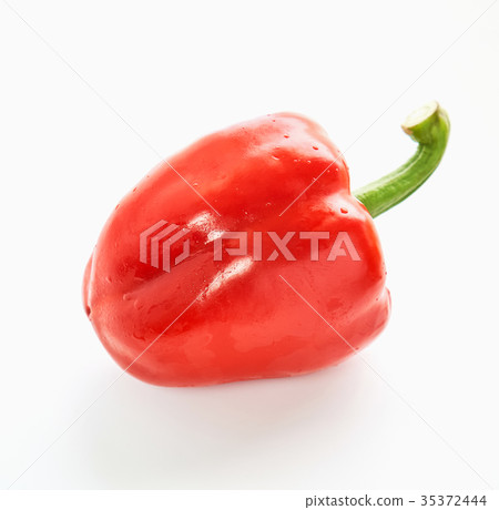 Bell pepper is red colors on a white background. 35372444