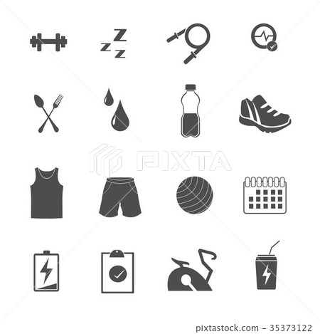 fitness and sport icons set vector 35373122