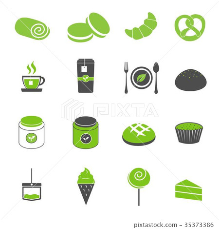 green tea icons set vector 35373386