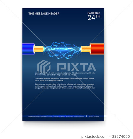 Poster design, electric cable with sparks. Copper-插圖素材 [35374060] - PIXTA圖庫