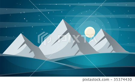 Travel night cartoon landscape. Fi, mountain Travel night cartoon landscape. Fi, mountain 35374430