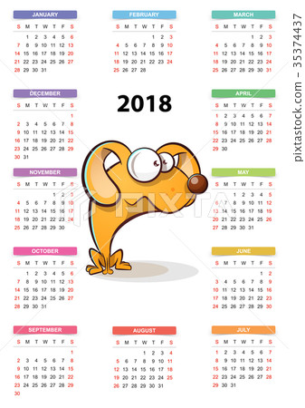 Yellow dog - calendar 2018 year. Yellow dog - calendar 2018 year. 35374437