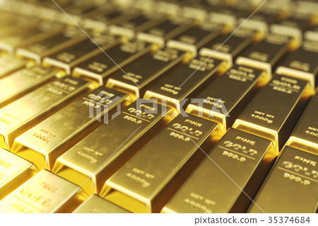 Stack close-up Gold Bars, weight of Gold Bars 1000 35374684