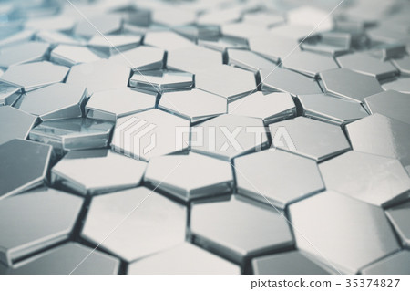 Silver abstract hexagonal background with depth of 35374827