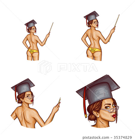 Set of vector pop art round avatar icons for users 35374829