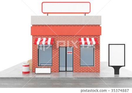 Store with copy space board isolated on white 35374887