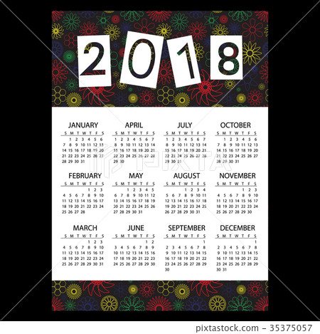 2018 simple wall calendar with outline color eps10 2018 simple wall calendar with outline color eps10 35375057